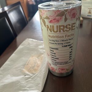 Floral Nurse Tumbler with Gold Accents
